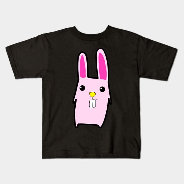 pink color bunny showing cute teeth Kids T-Shirt by FzyXtion